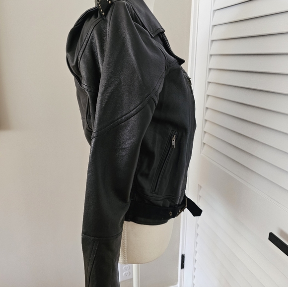 CHASING UNICORNS LONE STAR LEATHER BIKER JACKET NOIR (NWT) - Picture 16 of 17